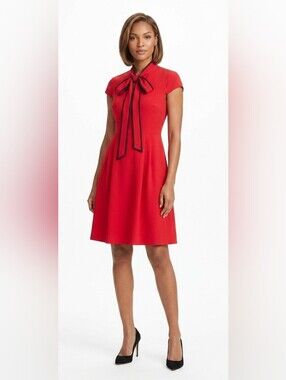 J. Crew Red Bow-Tie Fit & Flare Mini Dress Size 6